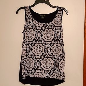 August Silk black & white print tank top S